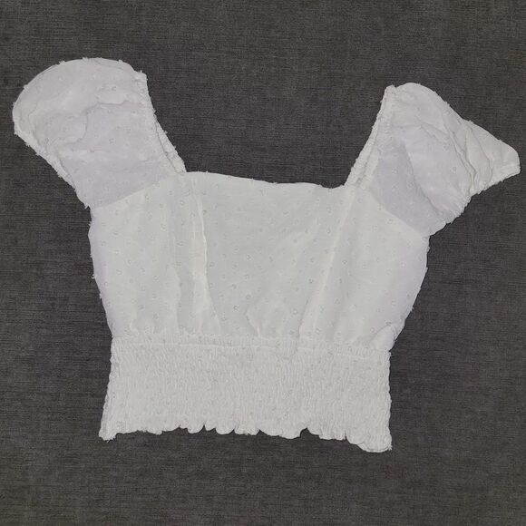 Sim & Sam Women's White Off-the-Shoulder Blouse Crop Top Size Medium - Picture 3 of 14